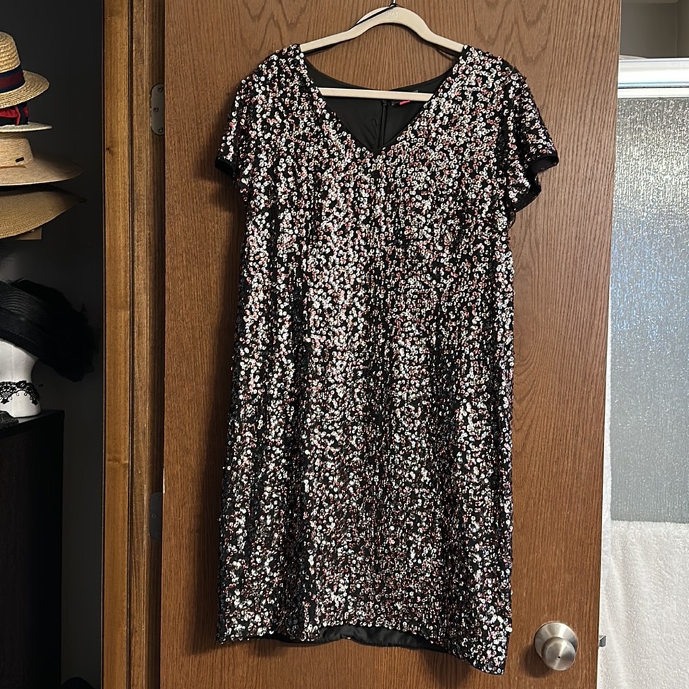 Vince Camuto Gilded Rose Sequin Dress